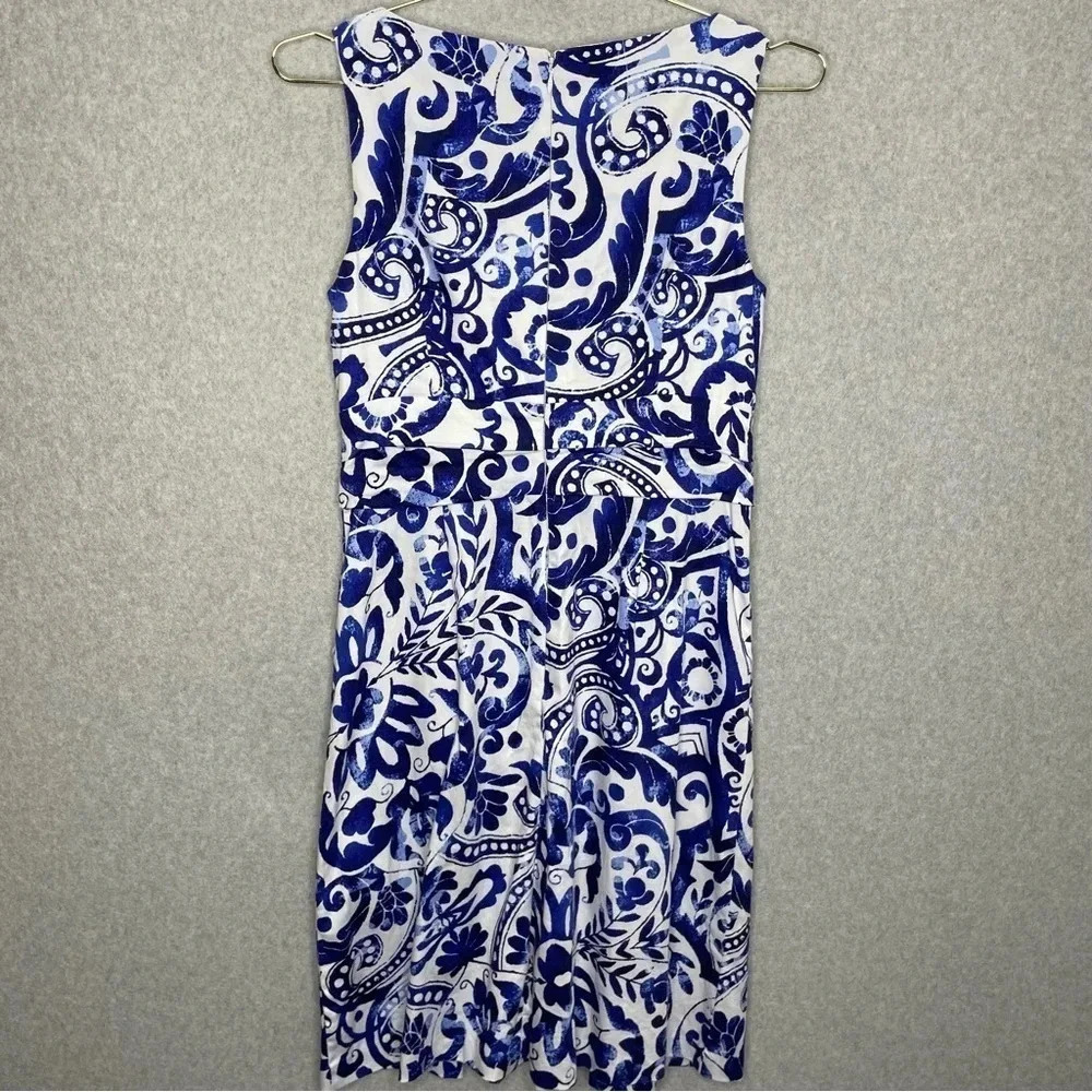 Lauren Ralph Lauren Empire Waist Dress V Neck Blue Floral Printed - Picture 5 of 7